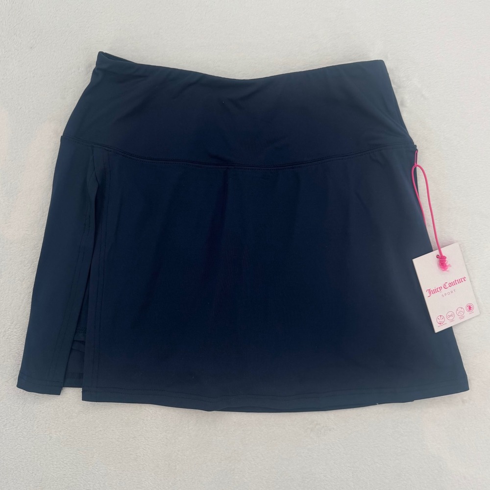 Juicy Couture Sport Navy Blue Rhinestone Active Skirt Built In Shorts Sz Medium